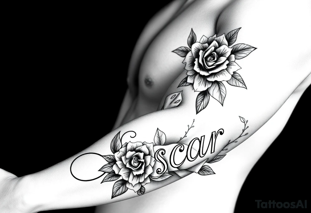 A Calendar showing 12th April with roses and the name oscar tattoo idea