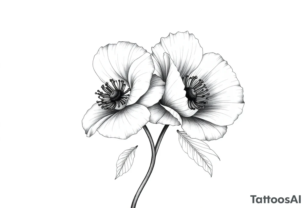 Violet and poppy tied together tattoo idea