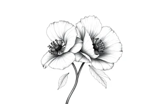 Violet and poppy tied together tattoo idea