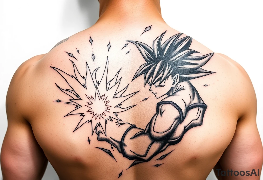 legendary dragonball z scene with energy aura and power effects tattoo idea