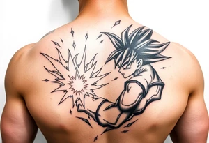 legendary dragonball z scene with energy aura and power effects tattoo idea