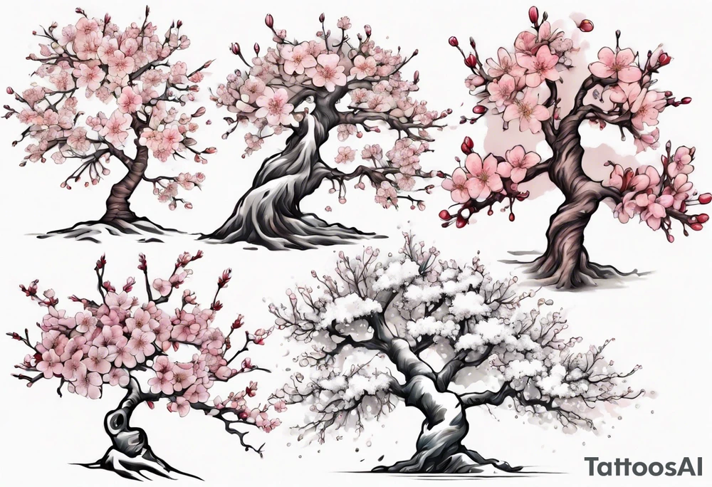 Snowy Cherry blossom tree tattoo idea