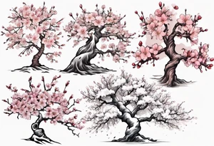 Snowy Cherry blossom tree tattoo idea
