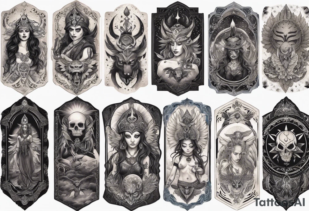 black kali, goddess pirate, alien, angel, pachamama, valkrye, warrior, flying, skull, lotus azul, wing, eagle, zenza resonance, stars, 5D, anahata chakra, death, durga, riding on a tiger, flying lady, kundalini, chest tatoo tattoo idea