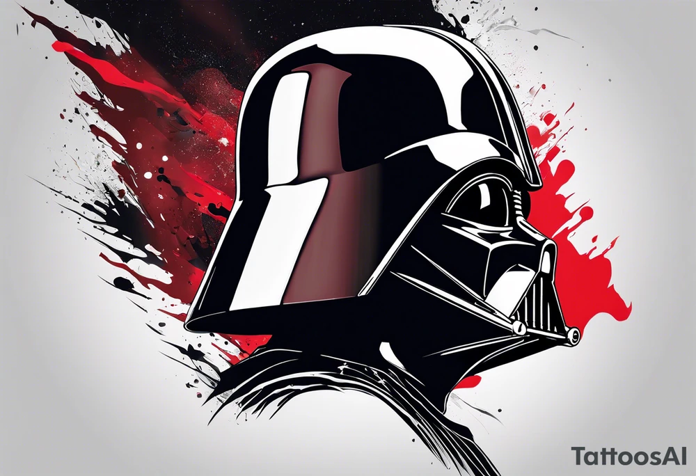 Darth Vader with broken helmet showing real face tattoo idea