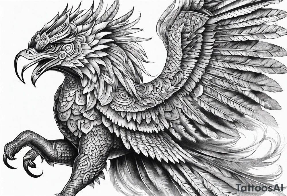 Quetzalcoatl flying full body tattoo idea