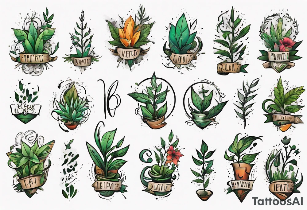 Word Powered with plants tattoo idea