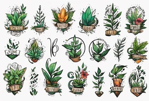 Word Powered with plants tattoo idea