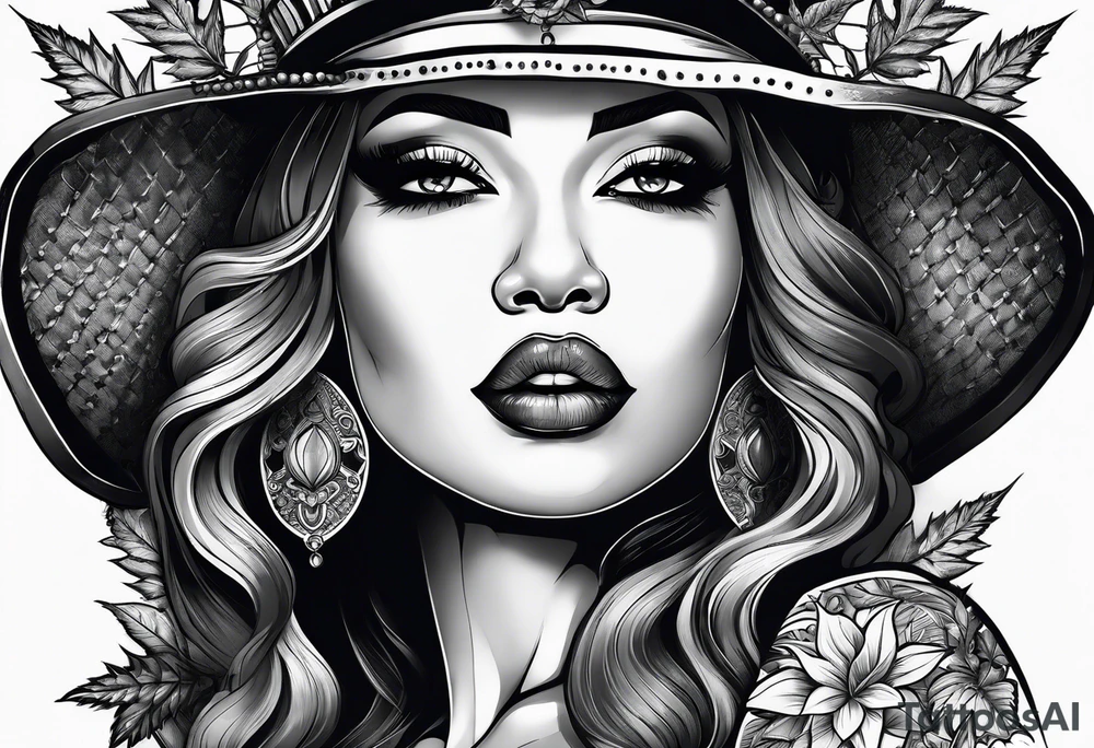 Black Goddess of marijuana tattoo idea