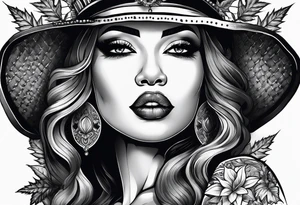 Black Goddess of marijuana tattoo idea