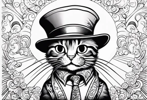 a cat wear hat tattoo idea