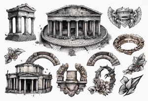 roman amphitheater broken tattoo idea