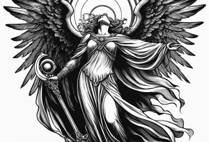 Headless Angel with Halo, Holding Devil's Head in he's Right Arm tattoo idea