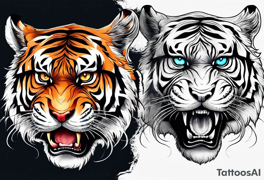 Tiger with skull tattoo idea
