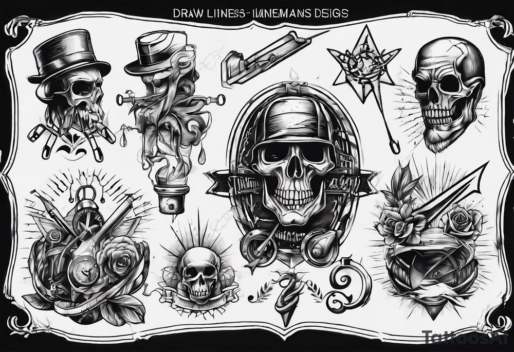 draw a linesmans butt-set tattoo idea