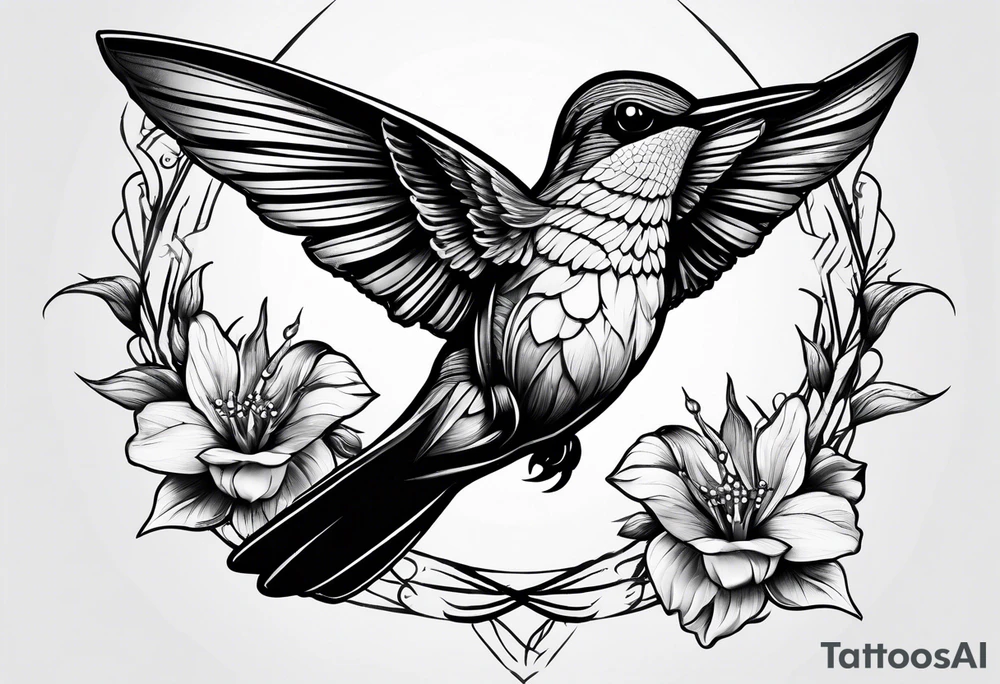 humming bird with thorns tattoo idea