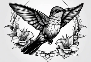 humming bird with thorns tattoo idea