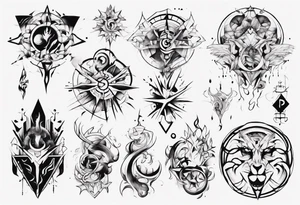 Design a tattoo where abstract shapes and colors represent various stages of my life, reflecting the evolution of my character and perception tattoo idea