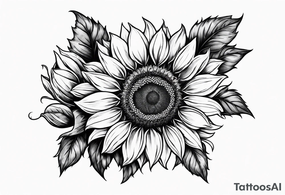sketch sunflower tattoo idea