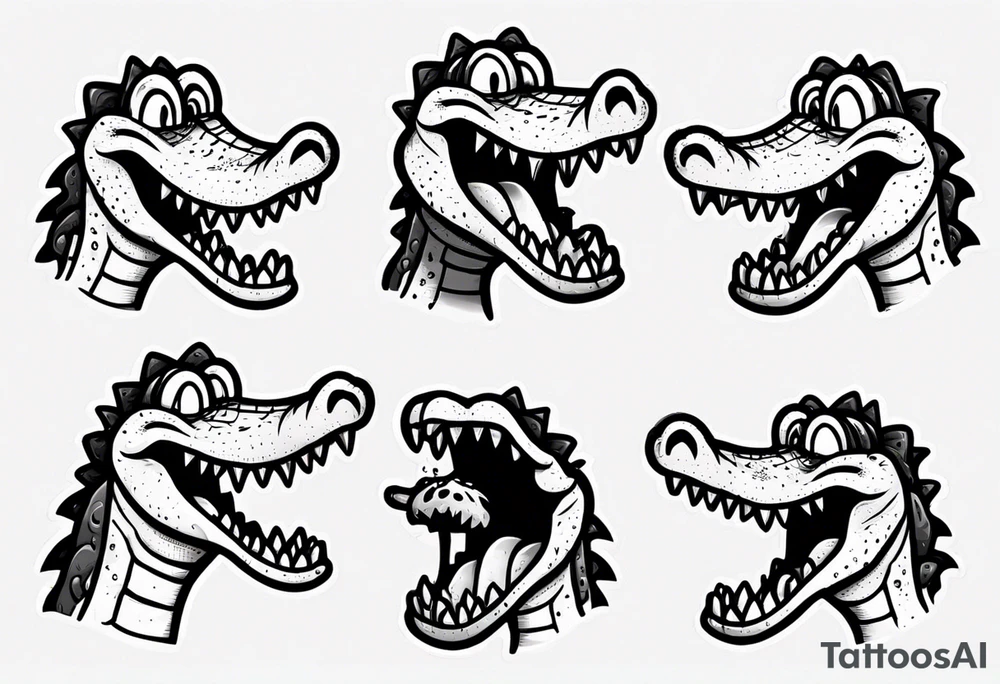 A cute cartoon crocodile crying tattoo idea