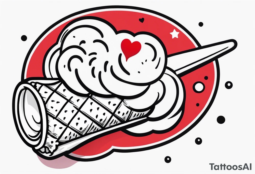 small one scoop ice cream cone with small red heart on it somewhere with unicorn tattoo idea