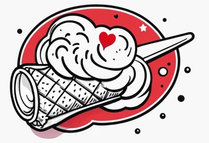 small one scoop ice cream cone with small red heart on it somewhere with unicorn tattoo idea