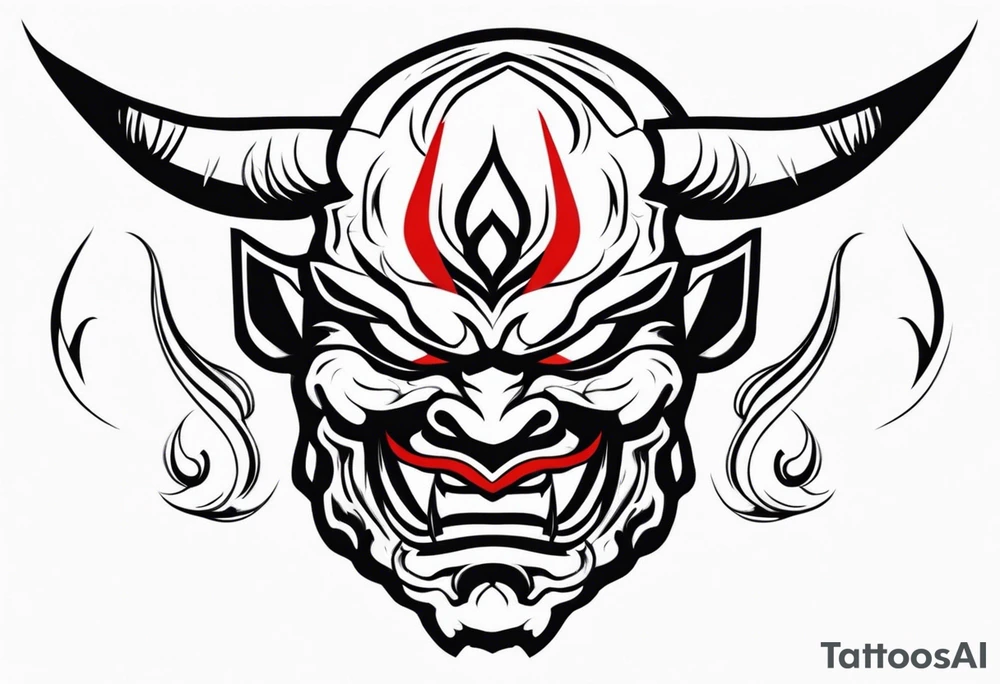 Protection against evil Oni mask tattoo idea