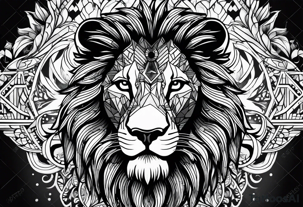 a psychedelic lion tattoo idea