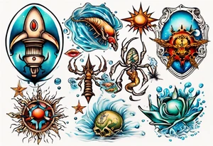 sternzeichen krebs und wasser bund tattoo idea