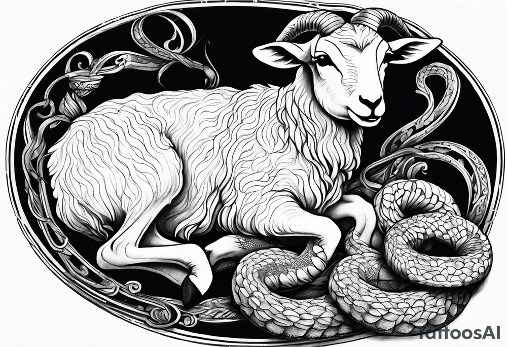 Tattoo of lamb eating a snake tattoo idea