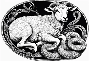 Tattoo of lamb eating a snake tattoo idea