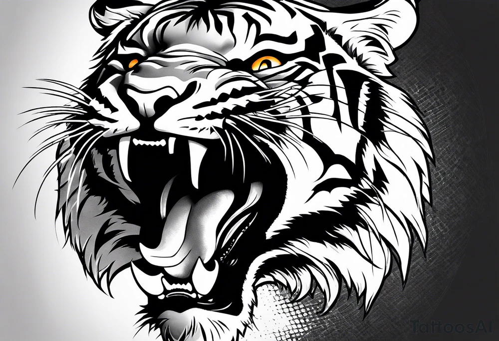 Tiger shouting tattoo idea