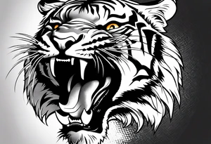 Tiger shouting tattoo idea