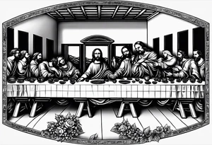 The last supper by davinci but the people are astronauts tattoo idea