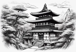 Geisha,samurai,buddah,pagoda,torri gate tattoo idea