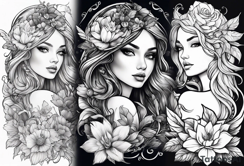 Flowers and fairies tattoo idea