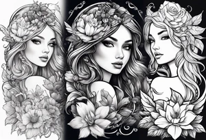 Flowers and fairies tattoo idea