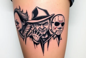Pennywise, Freddy Krueger, Michael Meyers, and jason voorhees tattoo idea