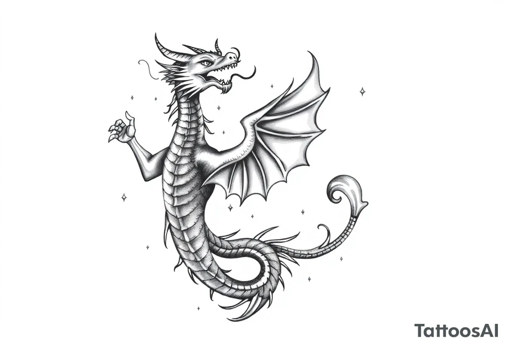 dragon number 8 positive projection, universe, phoenix tattoo idea