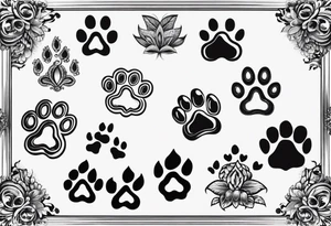 seven dog paw prints tattoo idea