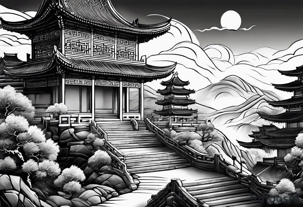 Chinese wall, realistic, art, gezeichnet tattoo idea