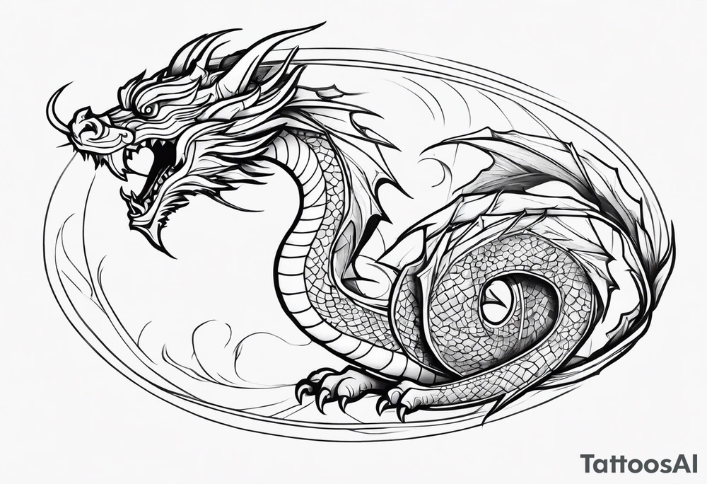 Fine like dragon wrapping around the back of knee tattoo idea