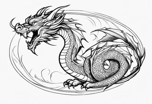 Fine like dragon wrapping around the back of knee tattoo idea