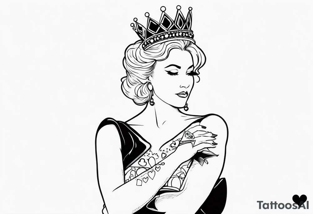 queen of hearts -on forearm - with text saying "queen starleen" tattoo idea