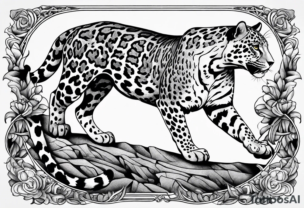 jaguar running, view from above tattoo idea