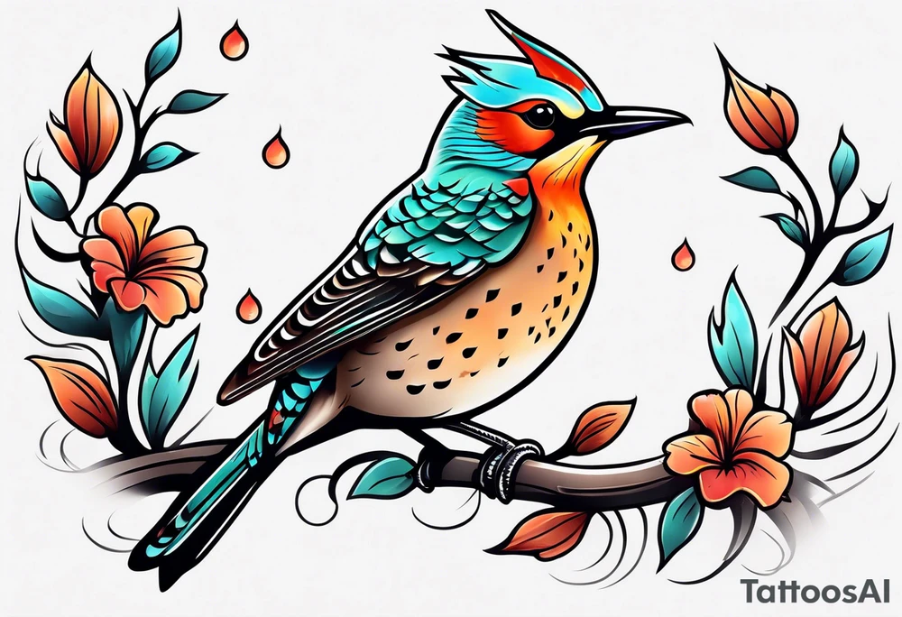 Female flicker bird tattoo idea