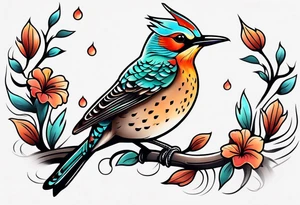 Female flicker bird tattoo idea