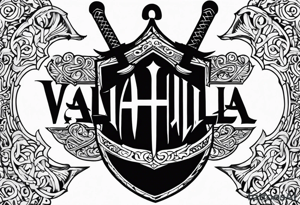Valhalla shield  steps sword tattoo idea
