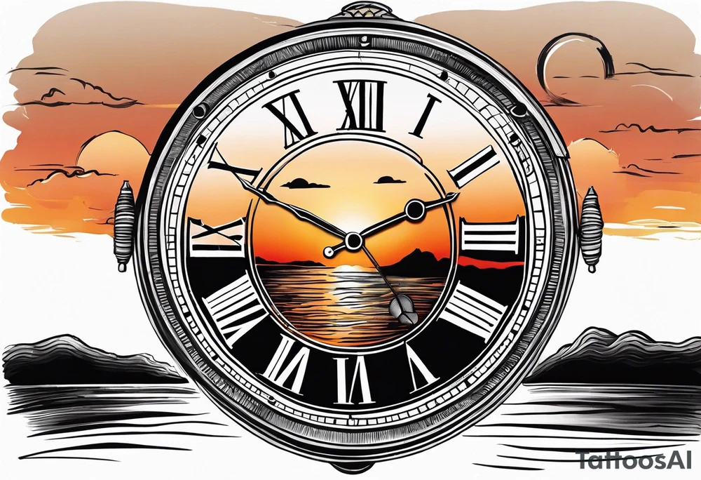 time element in sunset for man simple design tattoo idea