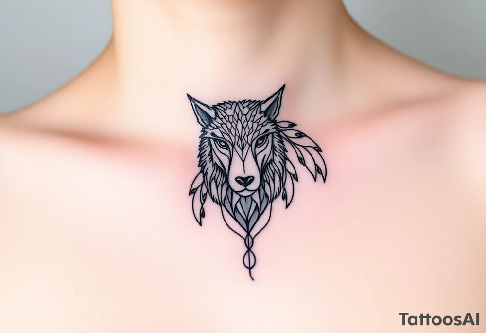 Sheep and wolf bred hybrid 
animal tattoo idea